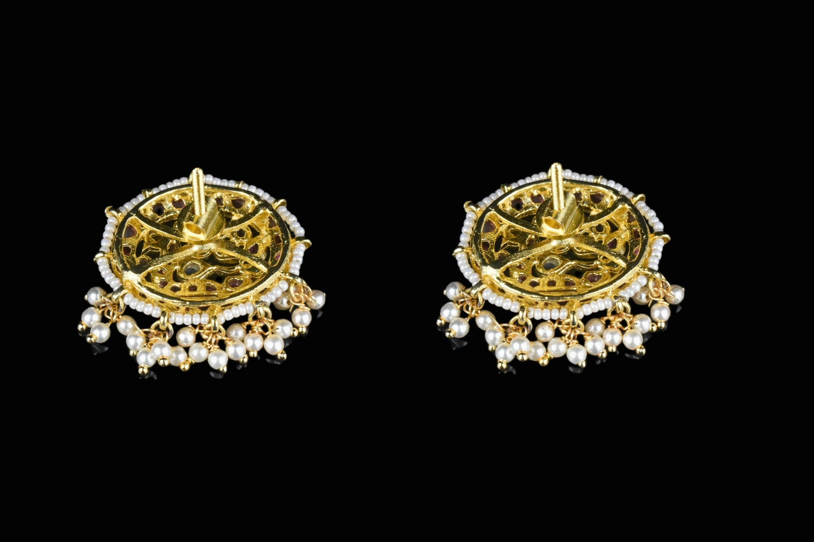 Kempu Studded Peacock Studs By Asp Fashion Jewellery 