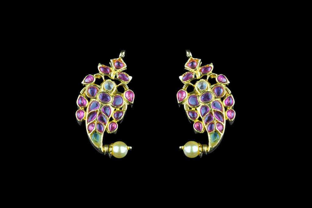 Kempu Studded Studs 1.3 Inch - Traditional Screw Back Earrings