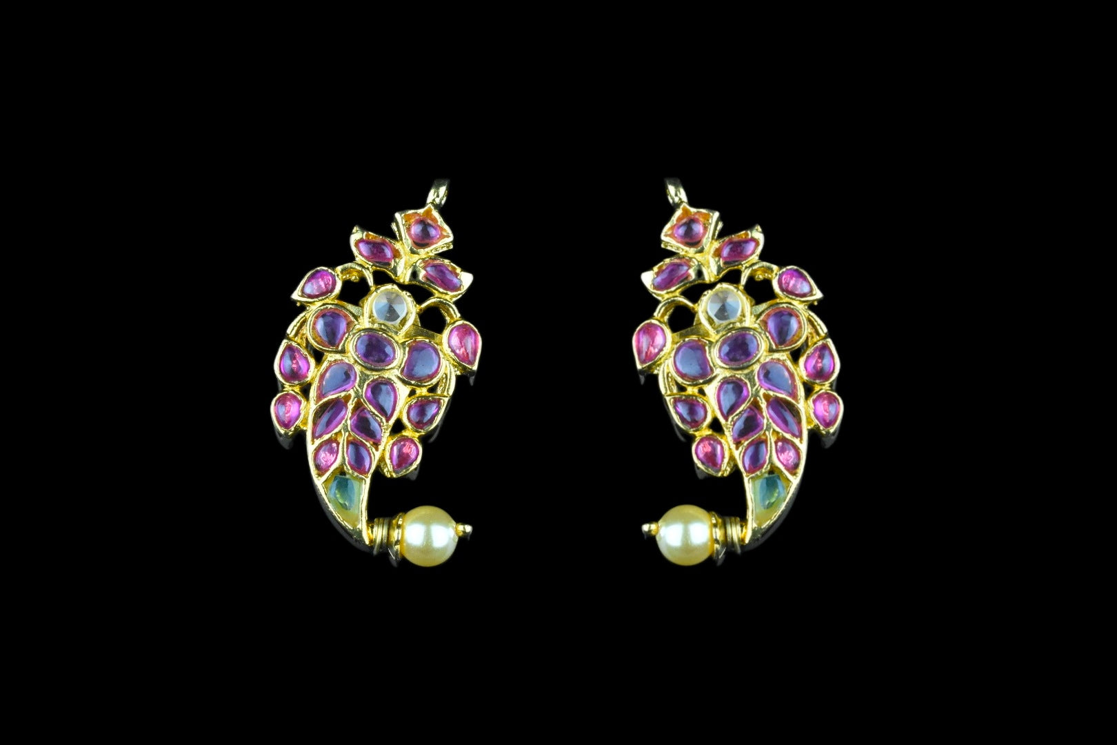 Kempu Studded Studs 1.3 Inch - Traditional Screw Back Earrings