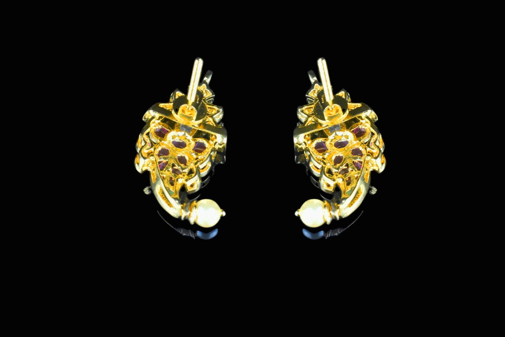 Kempu Studded Studs 1.3 Inch - Traditional Screw Back Earrings