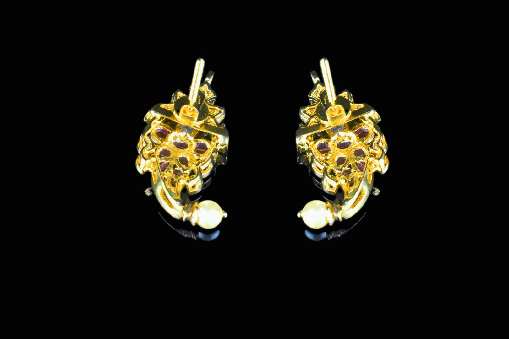 Kempu Studded Studs 1.3 Inch - Traditional Screw Back Earrings