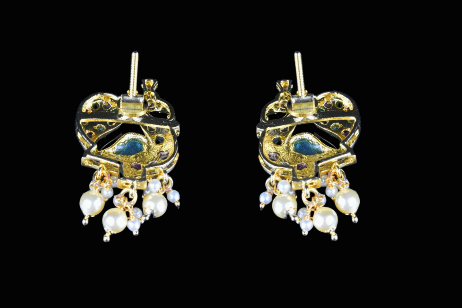 Peacock Kempu Studs - Office Wear Traditional Gold Plated Earrings