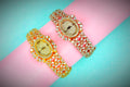 Gold Plated CZ Flower Watch for Women - 24K Gold Design | 36g Premium