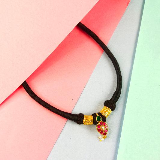 Kundan Mango Pendant With Black Dori Necklace By Asp Fashion Jewellery