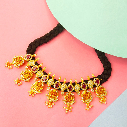 Cz Embedded Laxmi Dori Necklace By Asp Fashion Jewellery