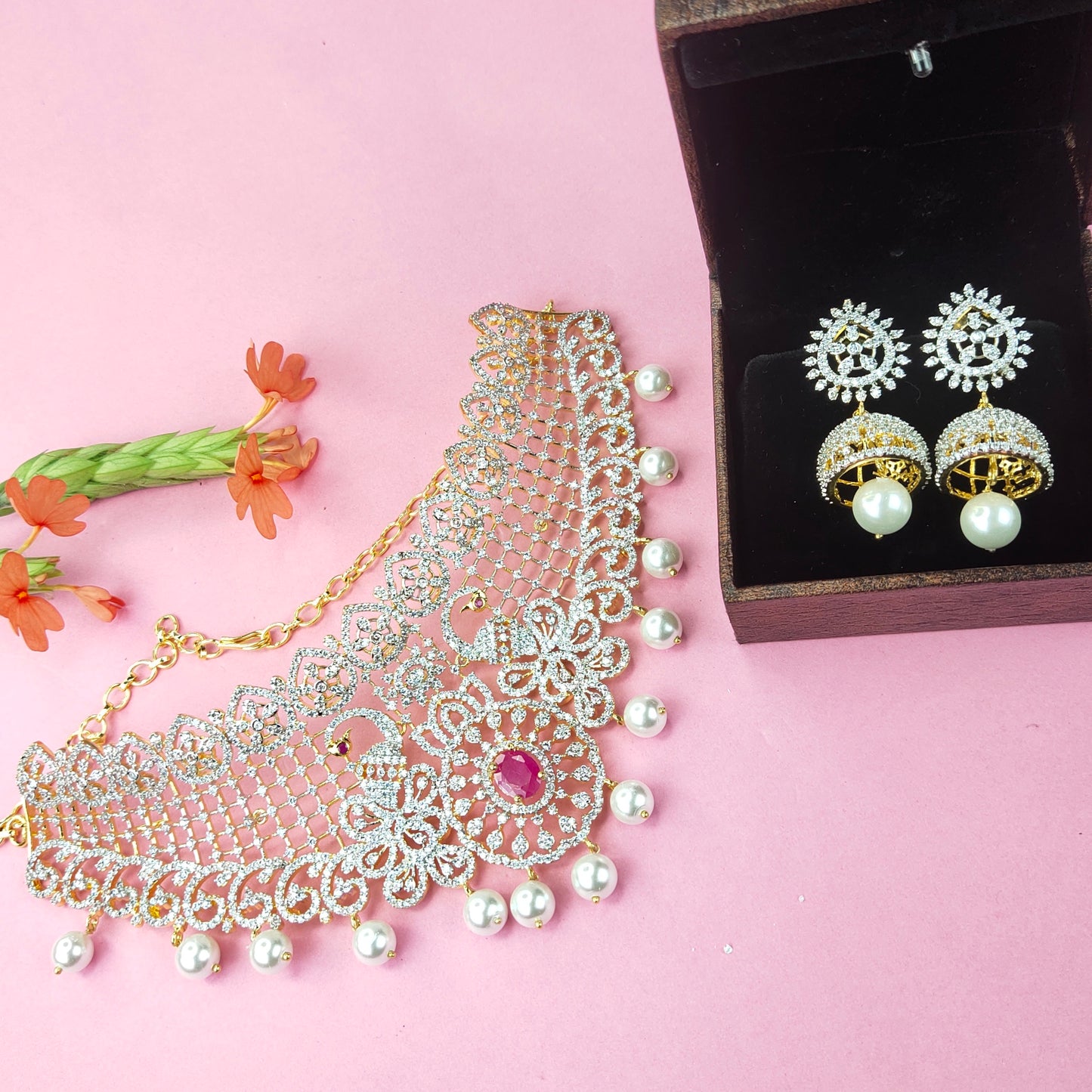 Charismatic American Diamonds Choker Set By Asp Fashion Jewellery