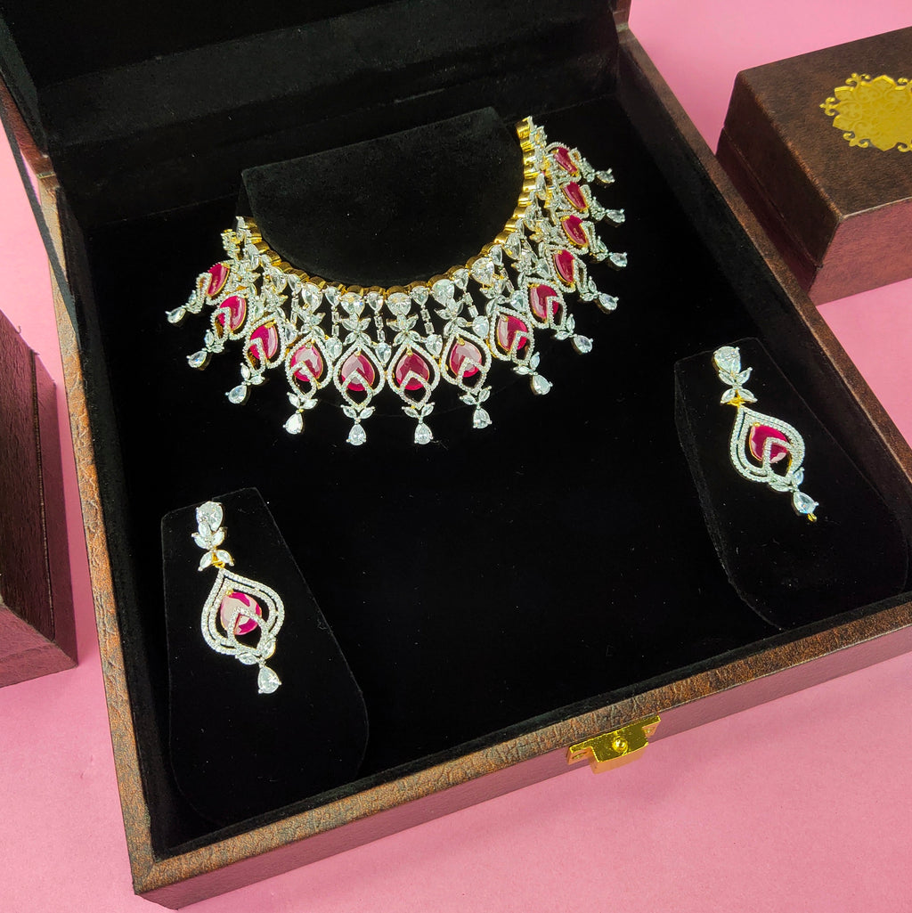 Grand American Diamond Choker Necklace Set By Asp Fashion Jewellery