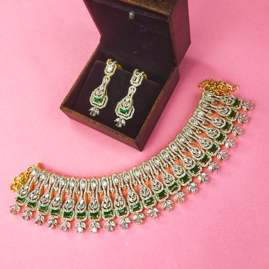 Evergreen Radiance American Diamond Choker Necklace Set By Asp Fashion Jewellery