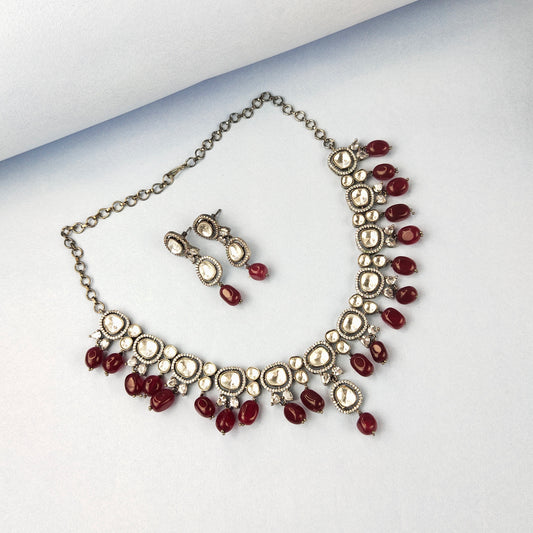 Royal Finish Necklace Set With Moissanite Polki And Ruby,Emrald By Asp Fashion Jewellery