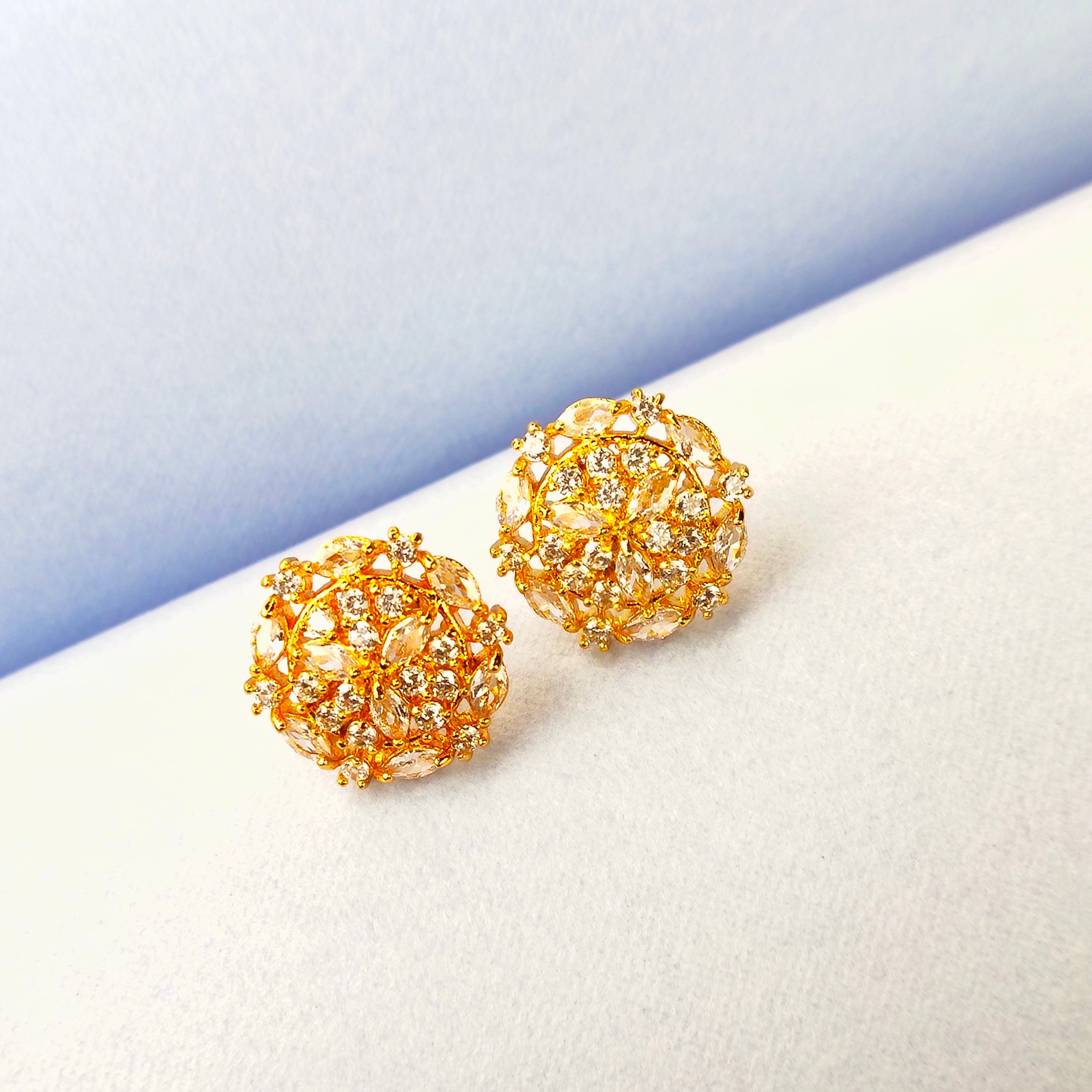 ERG093  Daily Wear Medium Size Stud Designs Imitation Earrings For Women  And Girls  Buy Original Chidambaram Covering product at Wholesale Price  Online shopping for guarantee South Indian Gold Plated Jewellery