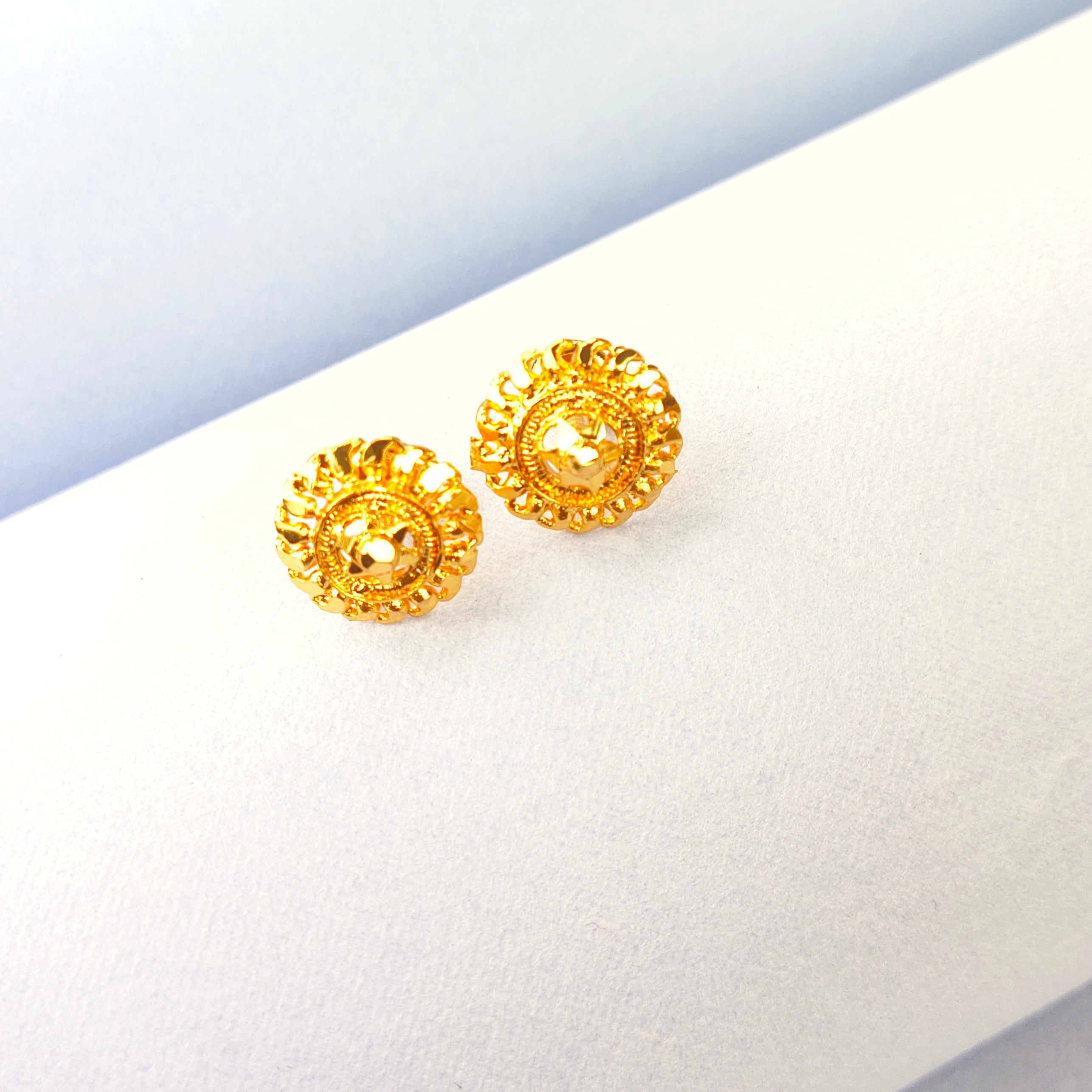 American Diamond Gold Plated Stud Earrings-Earring Design Gold – Niscka