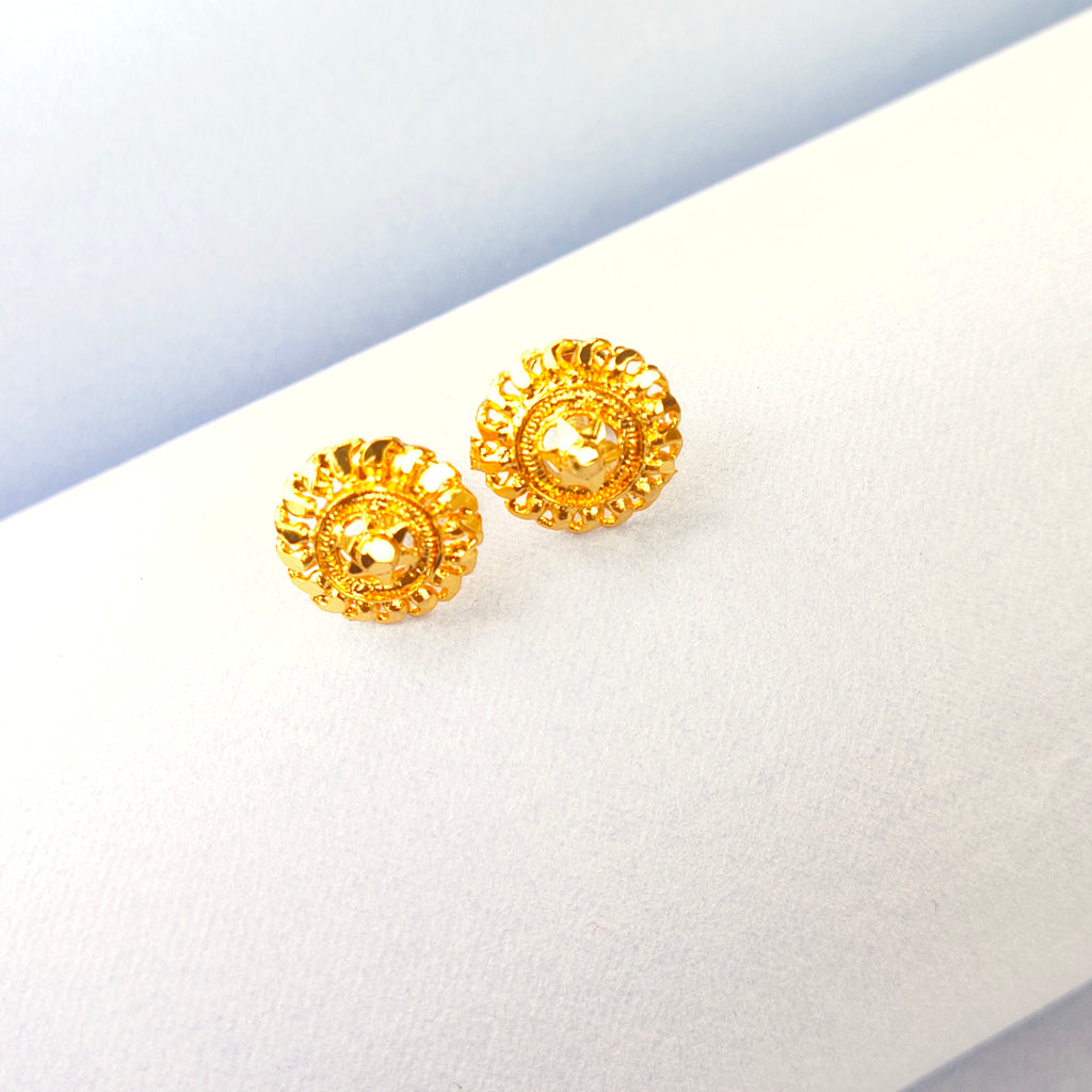 Lightweight 24K Gold Plated Stud Earrings - Traditional Indian Ethnic