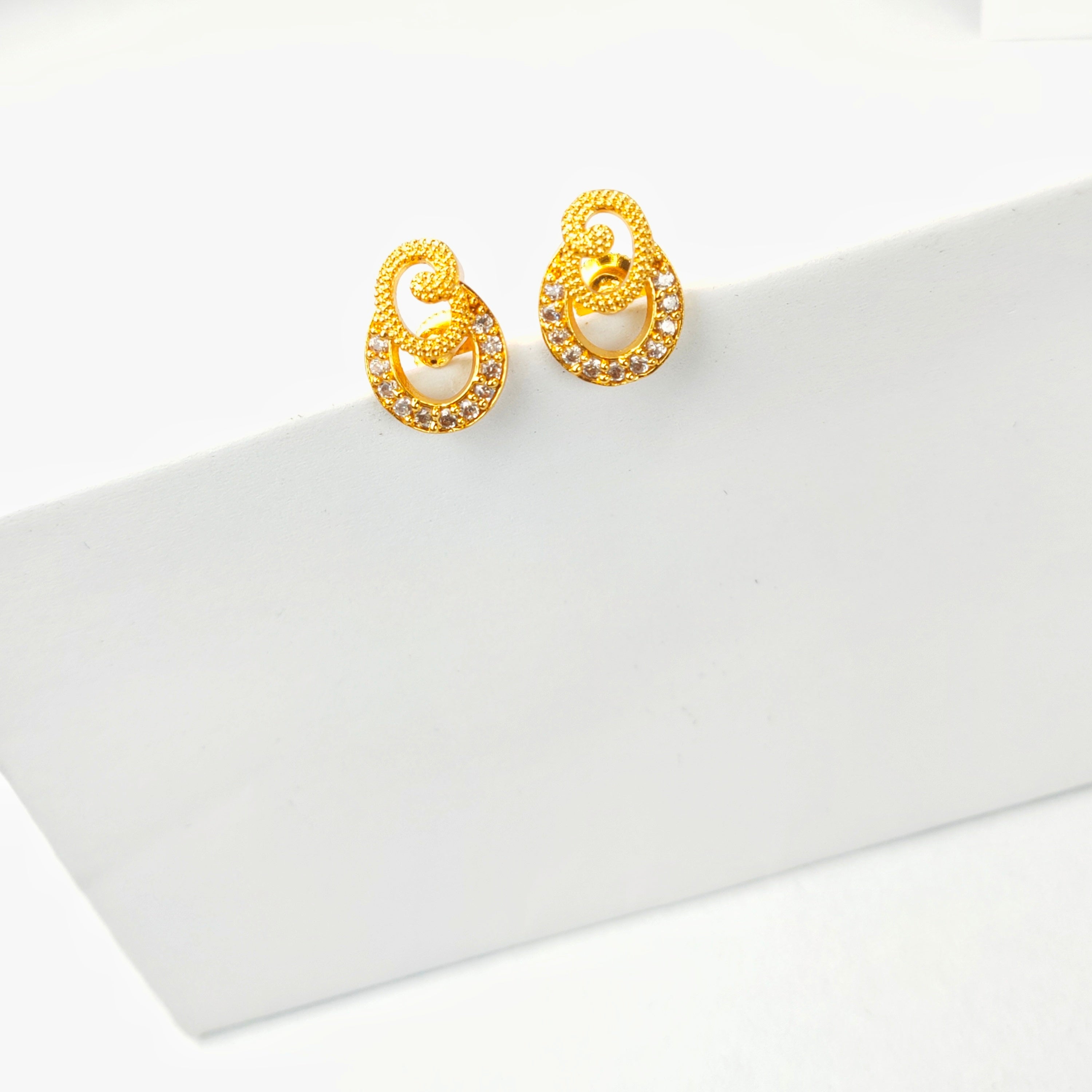 Beautiful one gram gold earrings studded with multi color CZS. 1 gram gold  shop 1 gram gold ruby… | Gold earrings models, Bridal jewelry vintage, Gold  bride jewelry