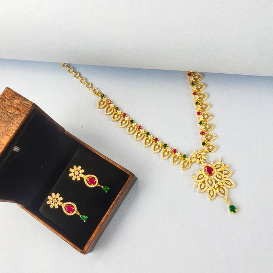 Cz Short Necklace Set By Asp Fashion Jewellery