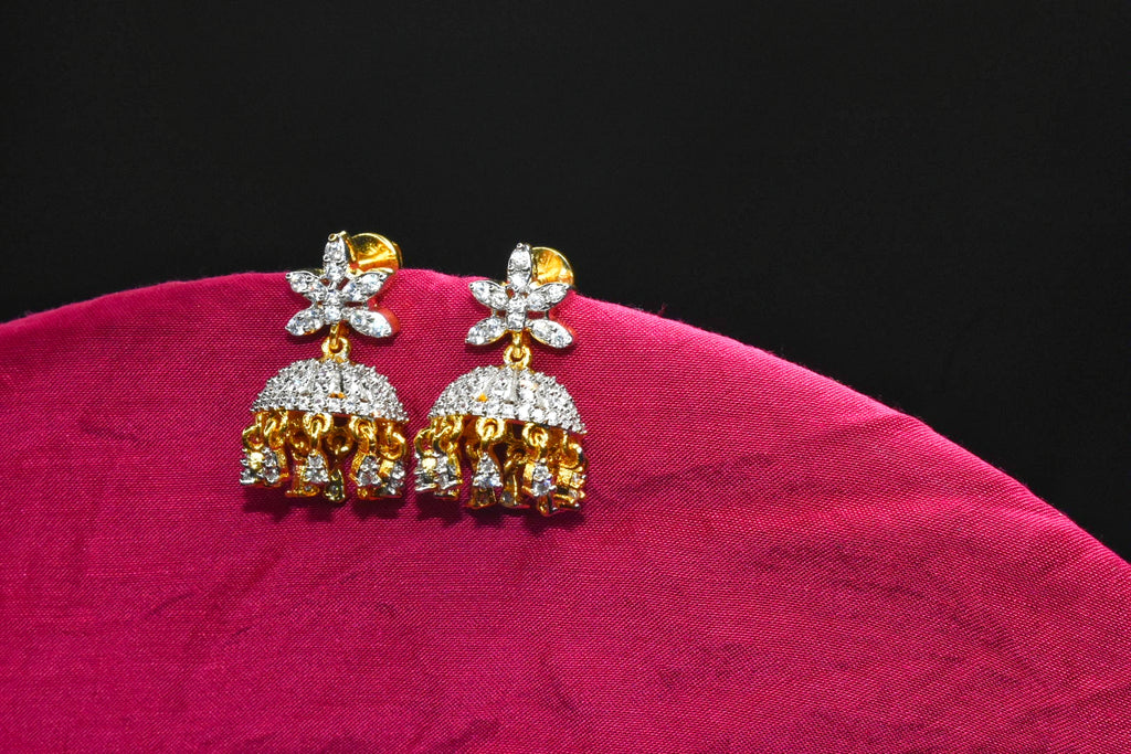 Blooming Sunflower American Diamond Jhumkas  By Asp Fashion Jewellery