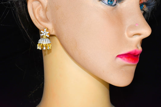 Blooming Sunflower American Diamond Jhumkas  By Asp Fashion Jewellery