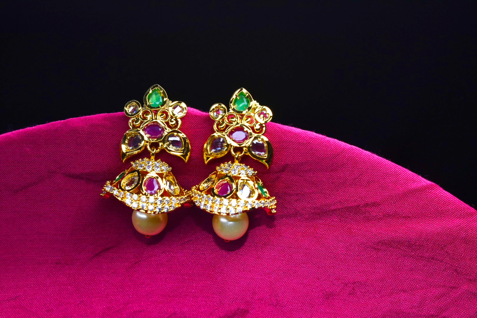 Advika Uncut Diamond Jhumka Earrings - Traditional Polki Style Jewelry