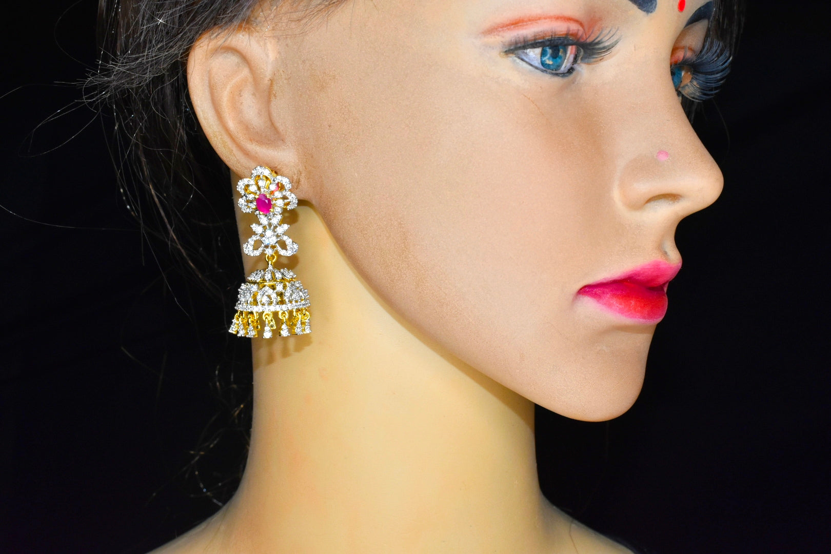 American Diamond Jhumki Earrings By Asp Fashion Jewellery