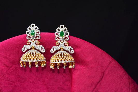 Elegant Peacock CZ Jhumka Earrings By Asp Fashion Jewellery