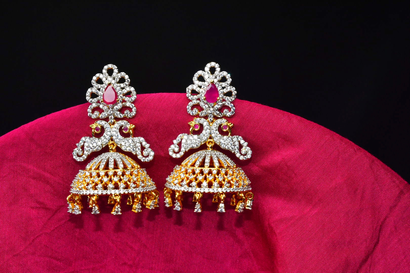 Elegant Peacock CZ Jhumka Earrings By Asp Fashion Jewellery