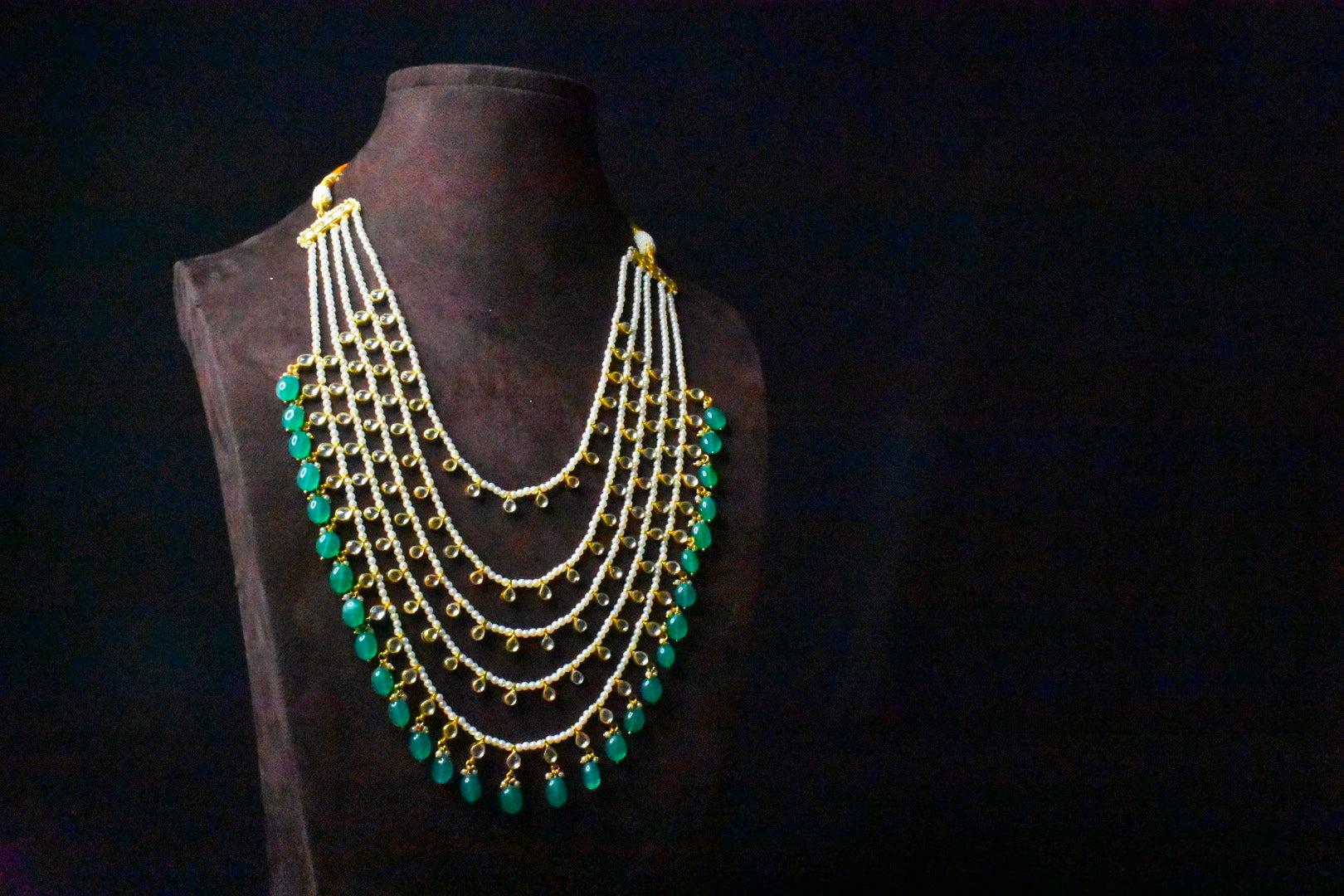 Tanzanite Polki Panchlada Haar - Five Layer Necklace | Asp Fashion