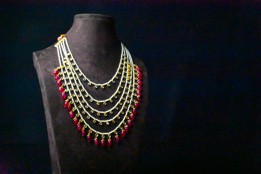 Tanzanite Polki Panchlada Haar - Five Layer Necklace | Asp Fashion