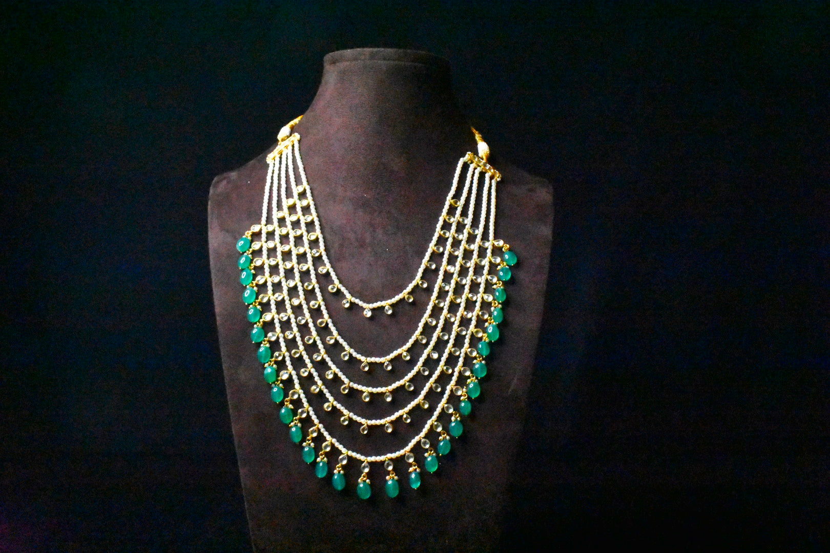 Tanzanite Polki Panchlada Haar - Five Layer Necklace | Asp Fashion