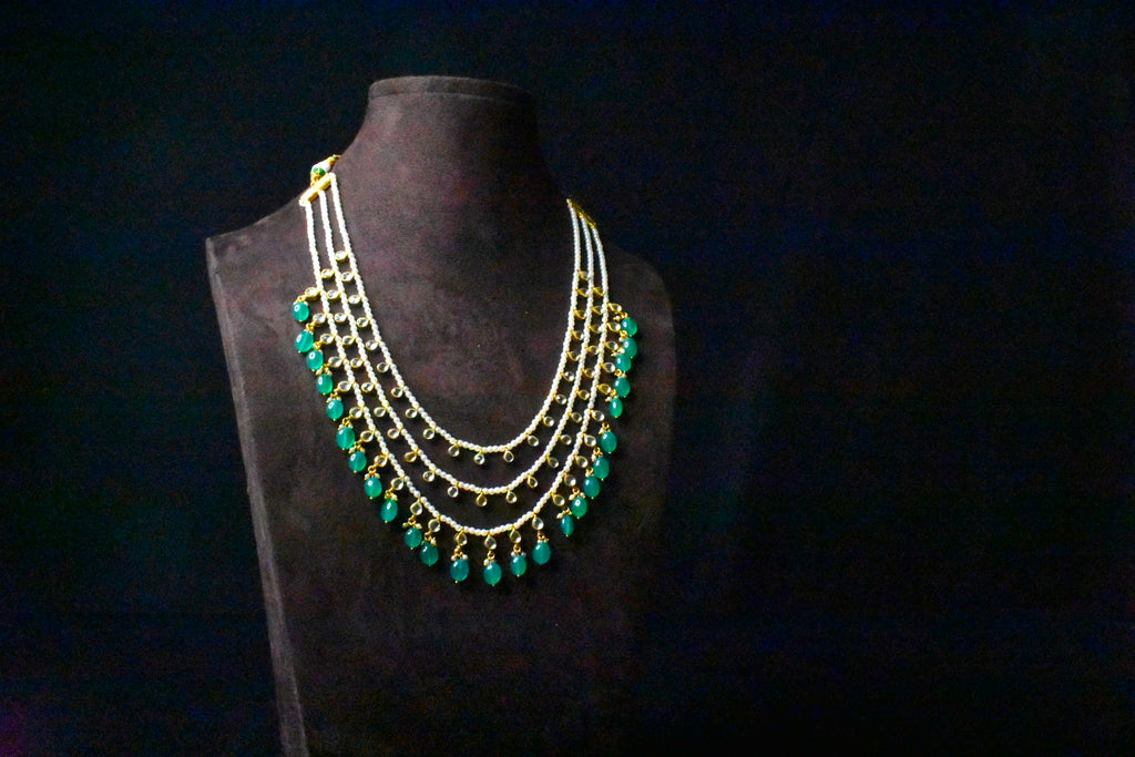 Tanzanite Polki Three Layer Haar Necklace  By Asp Fashion Jewellery