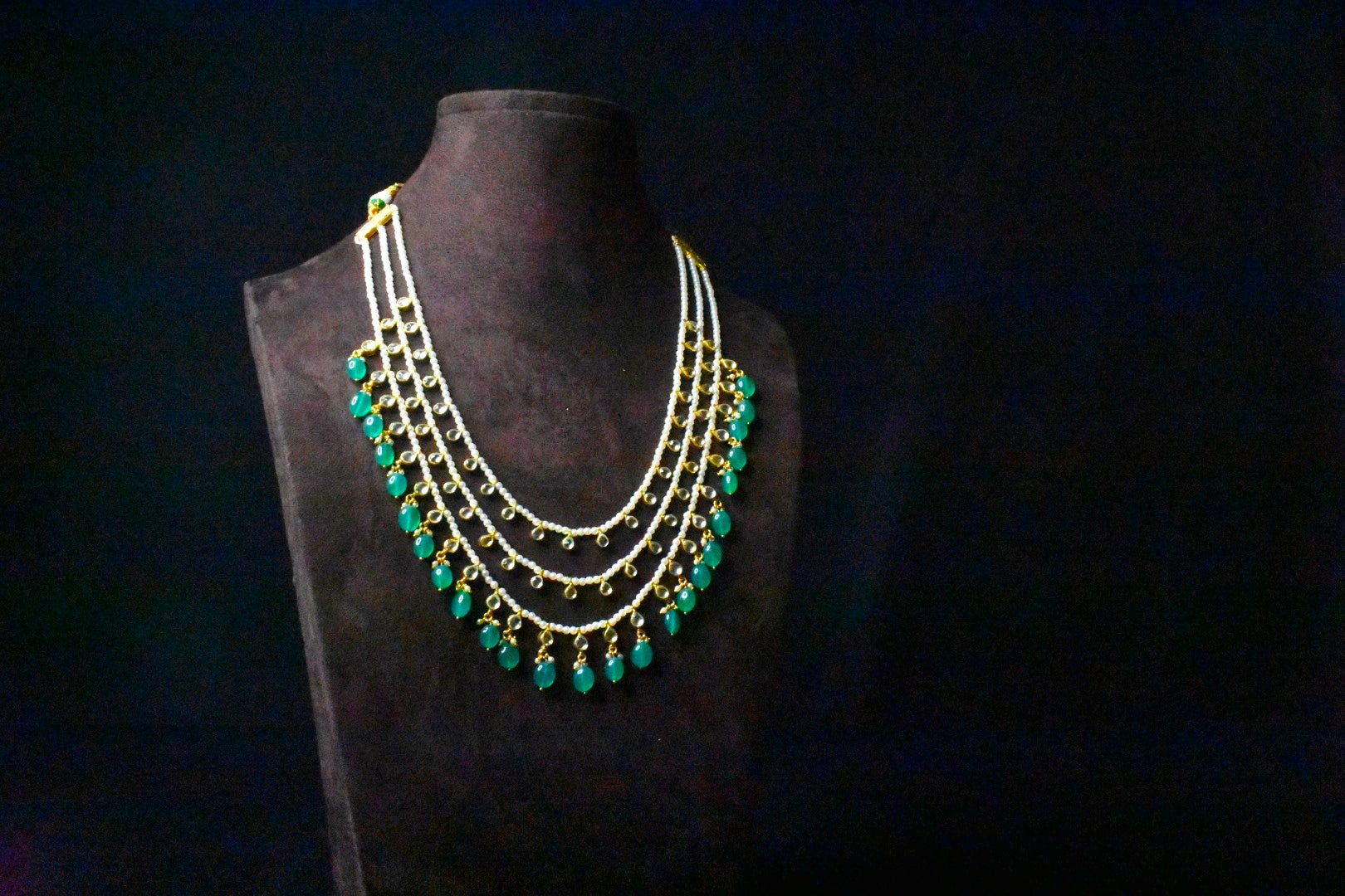 Tanzanite Polki Three Layer Haar Necklace  By Asp Fashion Jewellery