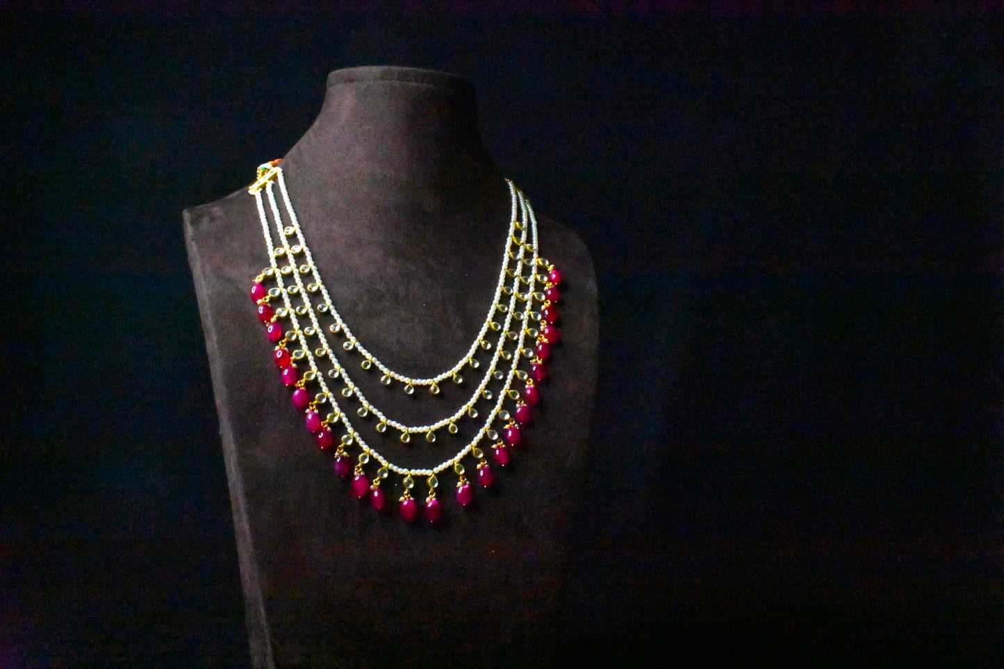 Tanzanite Polki Three Layer Haar Necklace  By Asp Fashion Jewellery