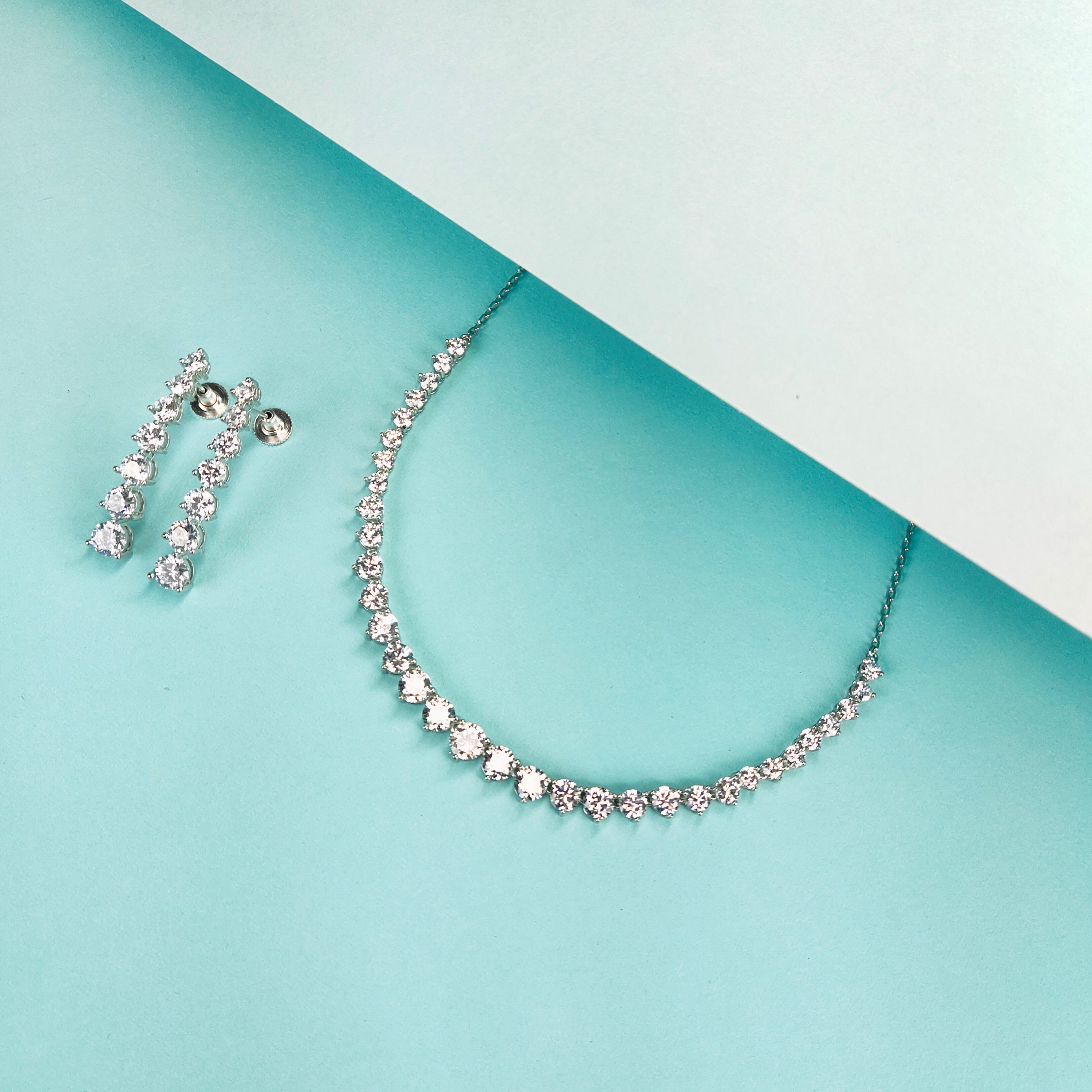 Versatile Single Line American Diamond Necklace - Minimalist Jewellery