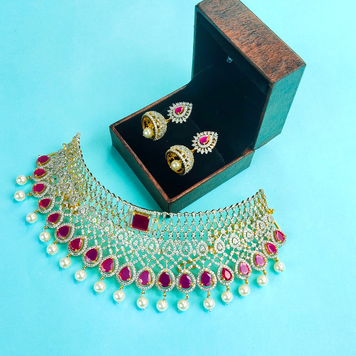 Evergreen Radiance American Diamond Choker Necklace Set By Asp Fashion Jewellery
