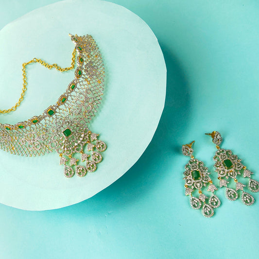 Grand American Diamond Choker Necklace Set By Asp Fashion Jewellery