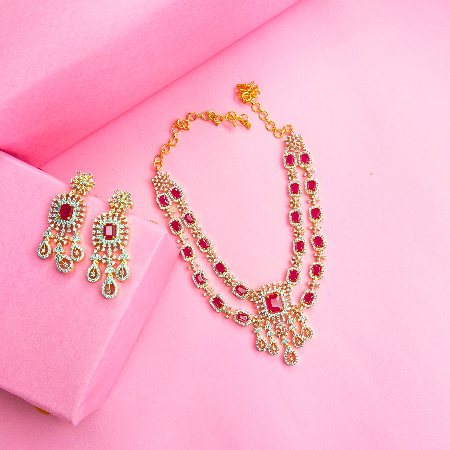 Pleasing American Diamond Necklace Set By Asp Fashion Jewellery