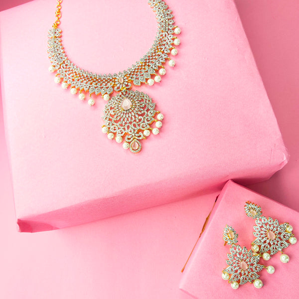 American Diamond Necklace Set - Elegant Wedding Jewellery