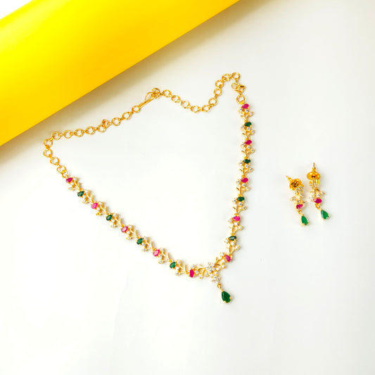 Cz Short Necklace Set By Asp Fashion Jewellery