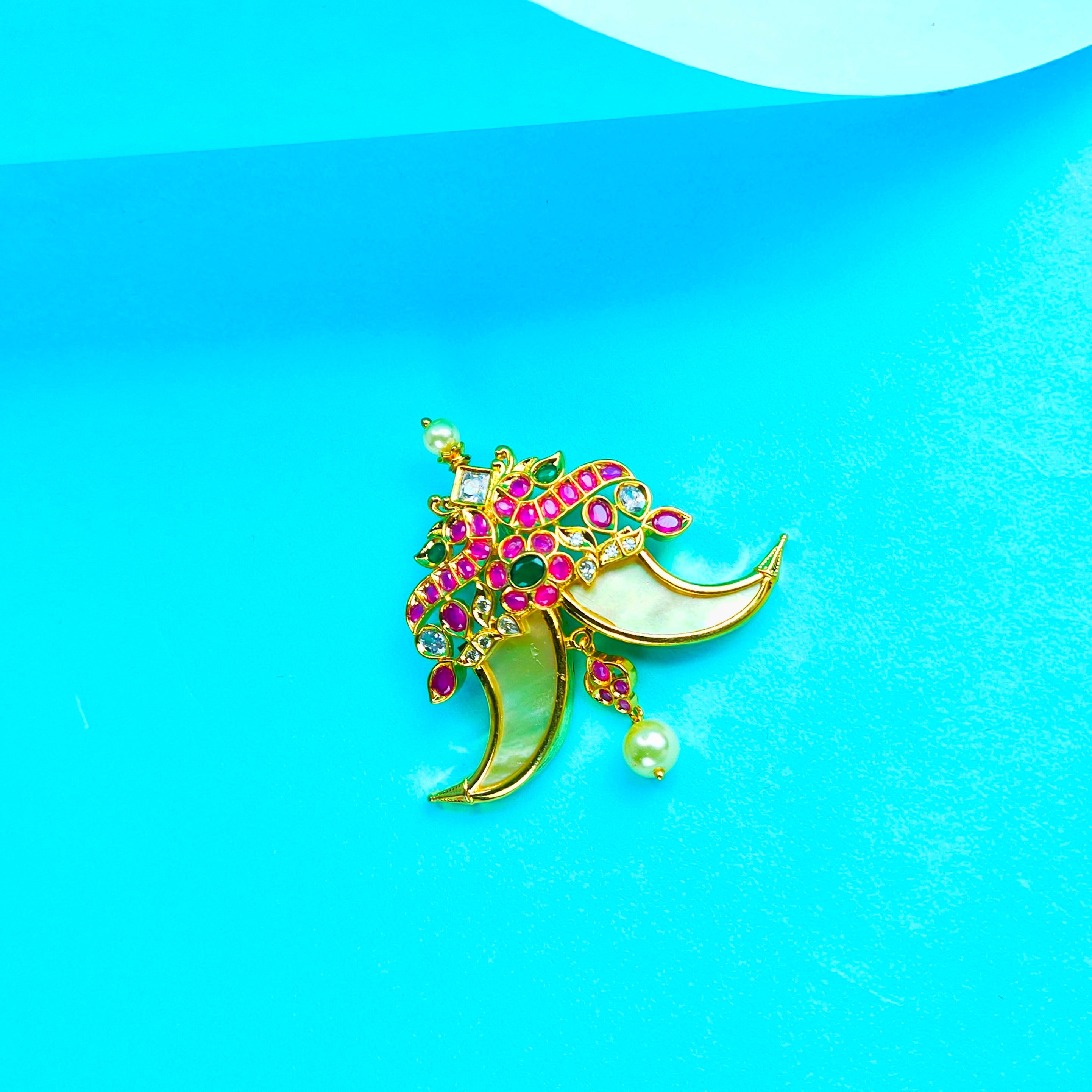 Antique Puligoru Locket with CZ & Ruby - Unisex Traditional Jewelry