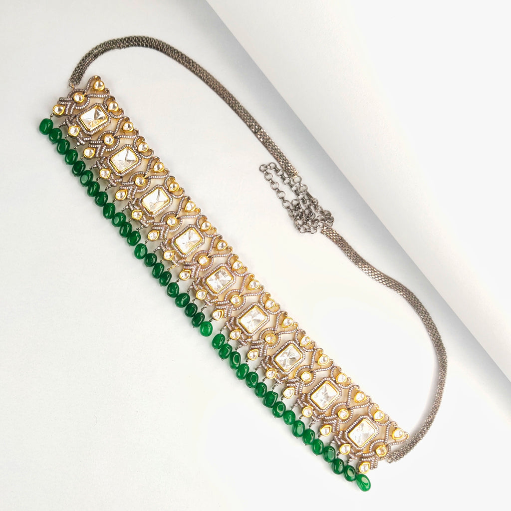 Victorian Chain Vaddanam - Premium Moissanite Diamond Waist Belt 195 Gms