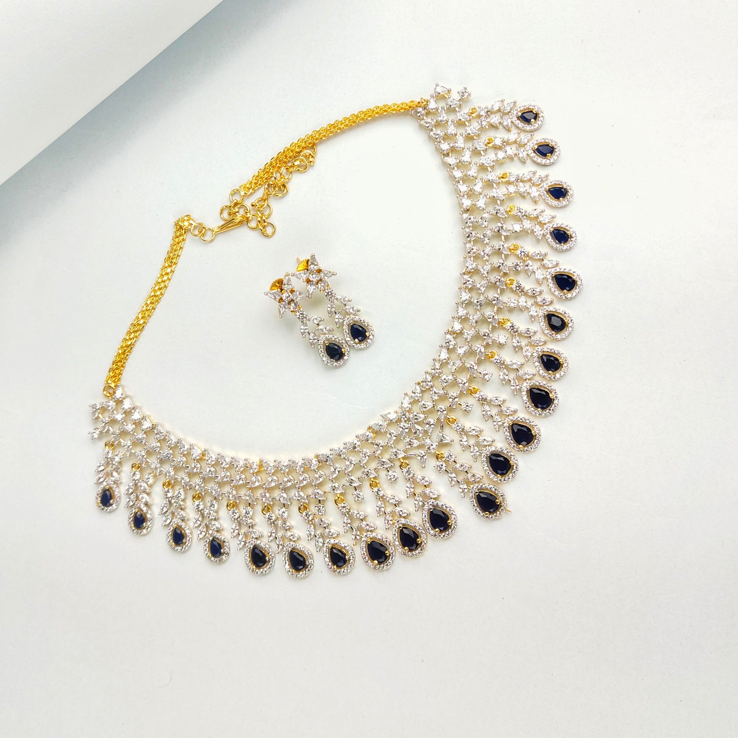 Beautiful One Gram Gold American Diamonds Necklace Set