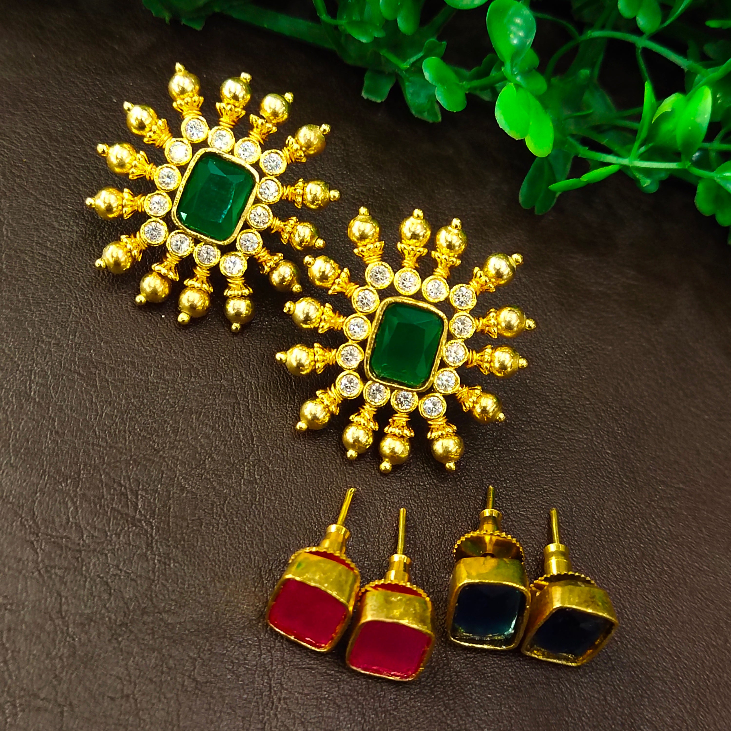 Gold & Multi Pure Gold Earrings | Sakhi Fashions – sakhifashions