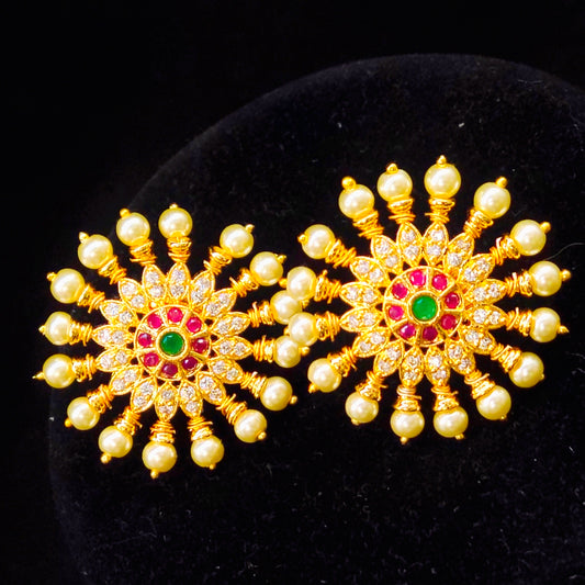 Surya Kanti Chakra Pearls Studs Earrings By Asp Fashion Jewellery