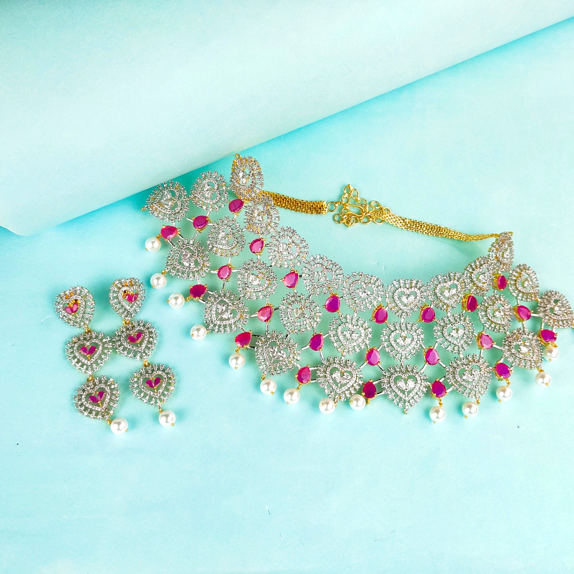 Bridal American Diamond Choker Necklace Set By Asp Fashion Jewellery
