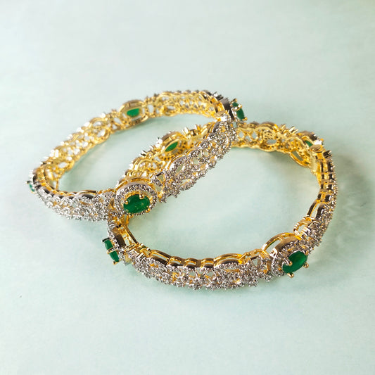 American Diamond and Emerald Bangles  By Asp Fashion Jewellery