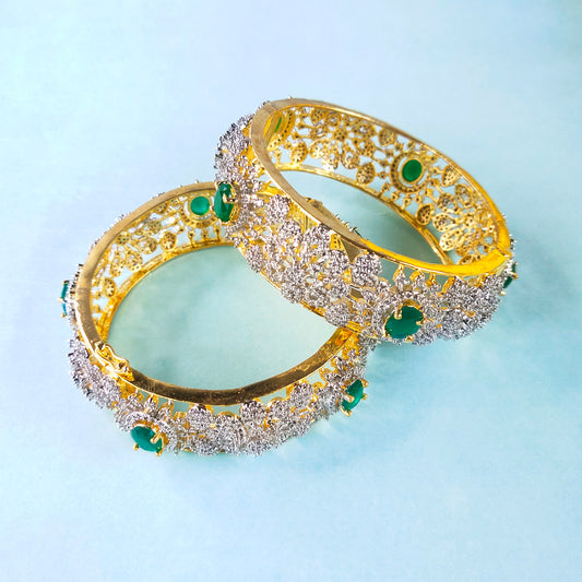 American Diamond and Emerald Bangles  By Asp Fashion Jewellery