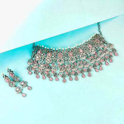 Victorian Cz Diamond Choker Set By Asp Fashion Jewellery