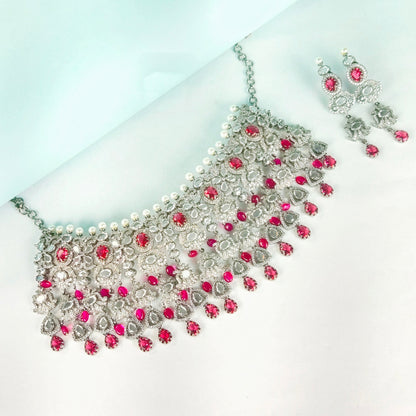 Victorian Cz Diamond Choker Set By Asp Fashion Jewellery