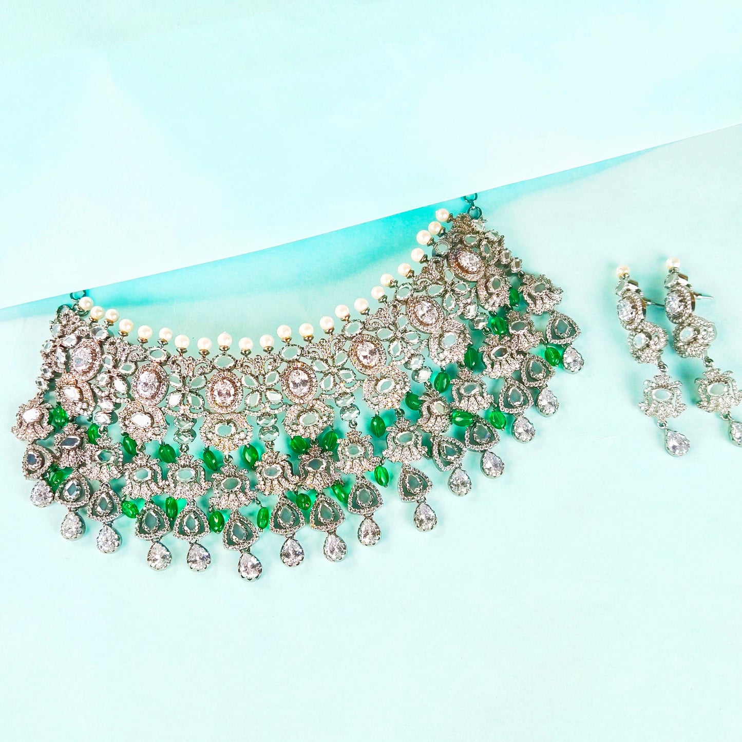 Victorian Cz Diamond Choker Set By Asp Fashion Jewellery