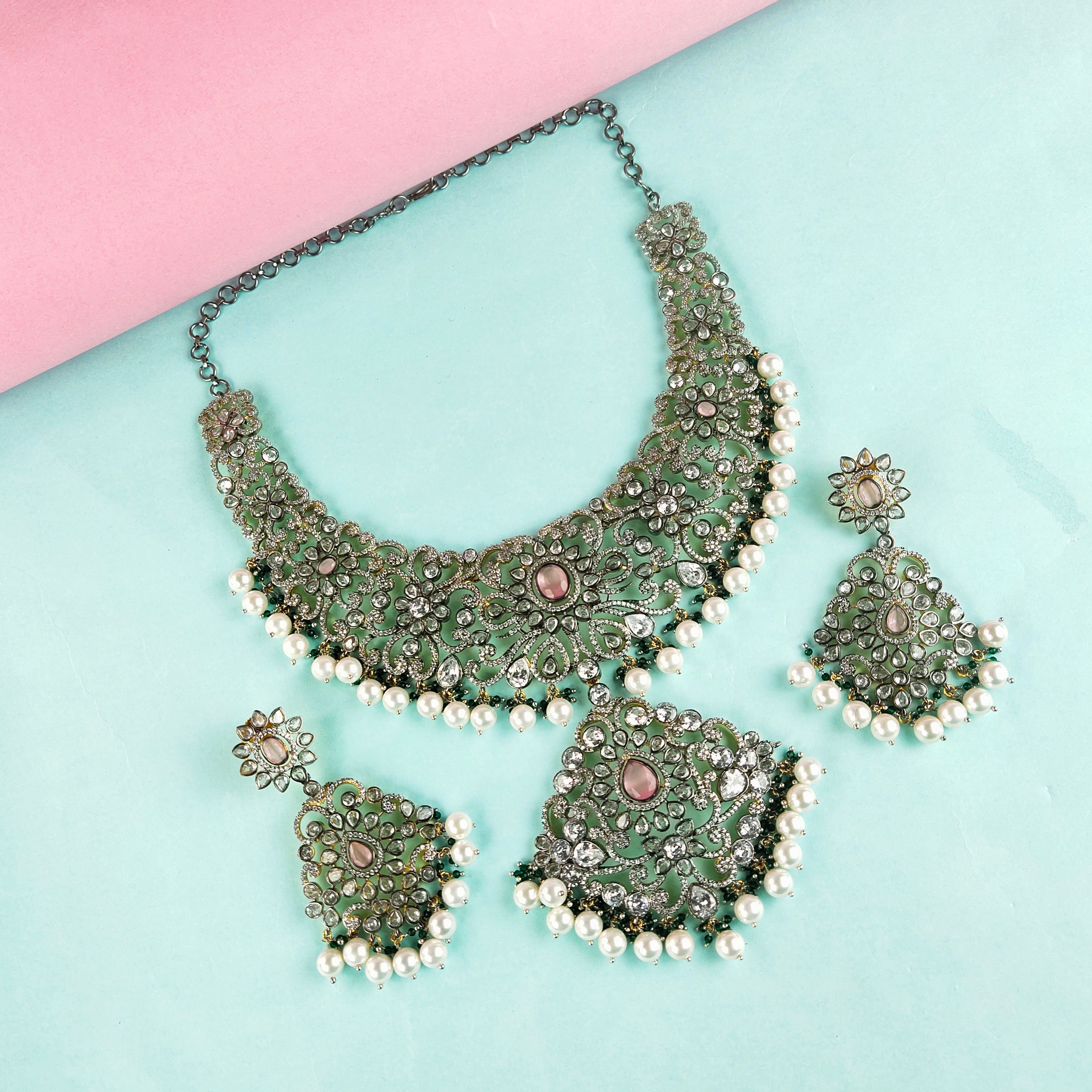 Victorian American Diamond Necklace Set By Asp Fashion Jewellery