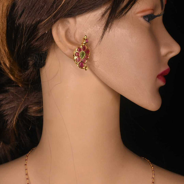 Mango Kempu Studs 1.5 Inch - Handmade Traditional Screw Back Earrings