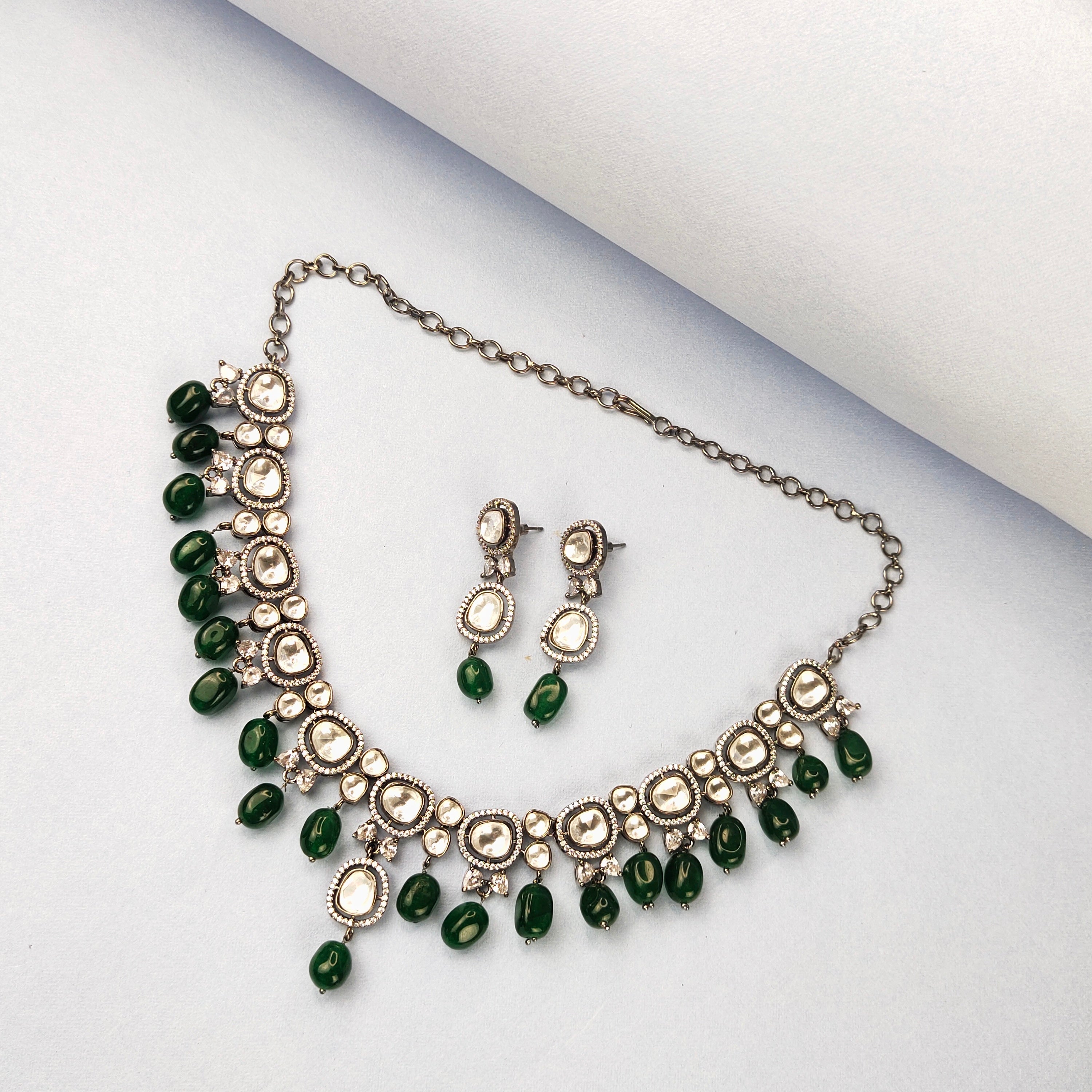 Moissanite Polki Victorian Necklace Set